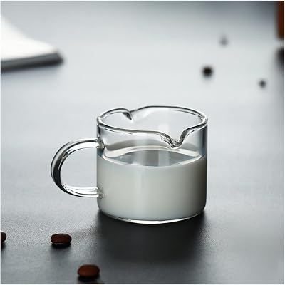 Milk Frothing Pitchers Glass Milk Jug Twin Spout Pouring 70ML Set of 2pcs Coffee Cream Sauce Jug Milk Frothing Jug Pitcher Barista Craft Coffee Creamer Color : Brass