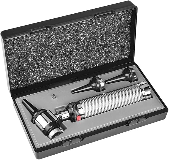 Otoscope Kit- Professional Diagnostic Ear Examination Otoscope Tool with 2 Halogen Lamps, 3 Different Size Ear Speculums for Children, Adults, Doctors, Veterinary, Even Pets