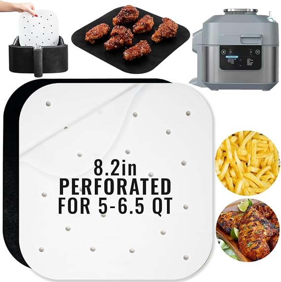 Air Fryer Paper Liners for Ninja Speedi SF301 Rapid Cooker & AirFryer 6 QT 12 in 1, Air Fryer Accessories Disposable Parchment Paper and Reusable Non-Stick Heat Resistant for Easy Clean Up