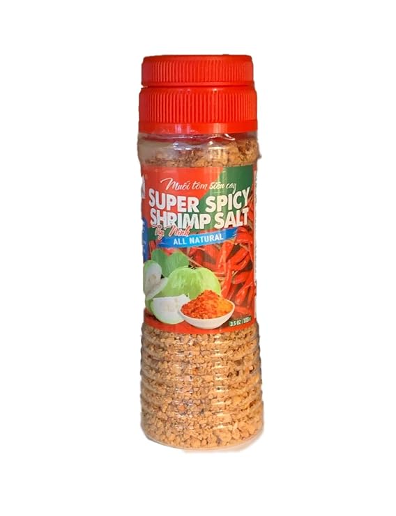 1 Pack - Super Spicy Shrimp Salt All Natural - Muoi Tom Tay Ninh Sieu Cay - 3.5 Oz per Bottle - Product of Vietnam