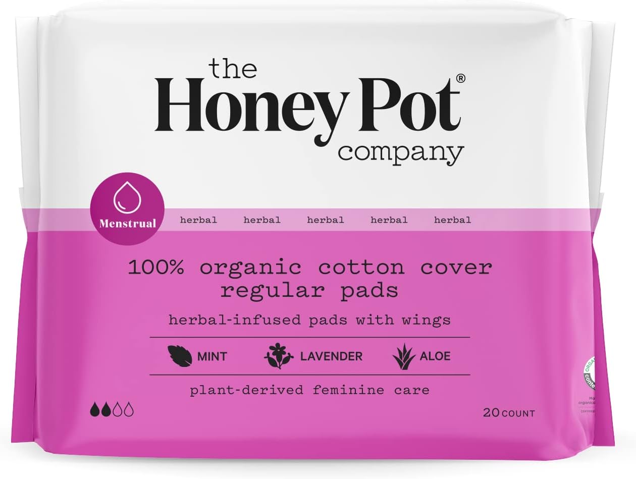 The Honey Pot Feminine Pads with Wings Regular, 20 Count
