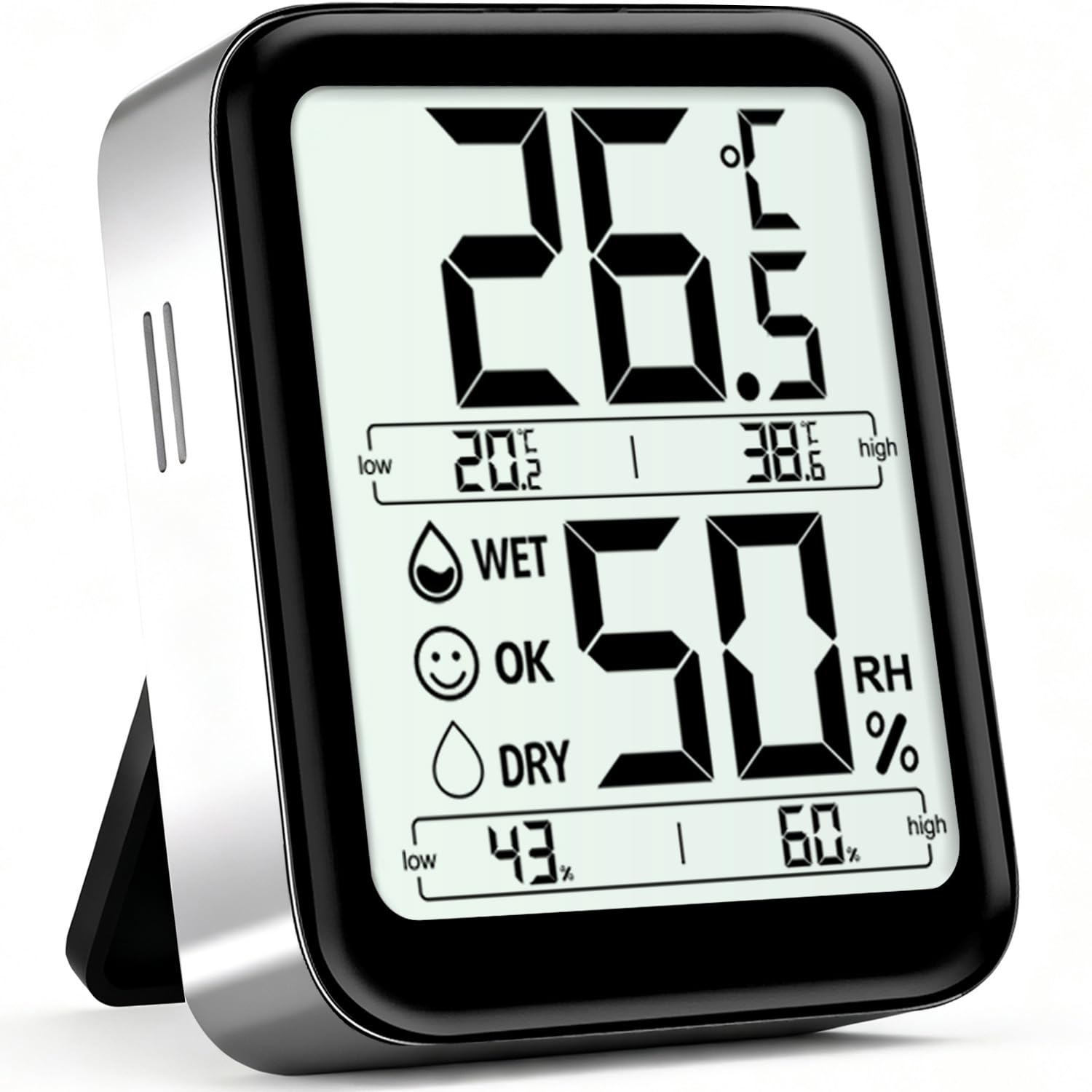 Antonki Hygrometer Indoor Thermometer Digital Room Thermometer with Max/Min Records Temperature and Humidity Monitor Humidity Meter Sensor Gauge for Bedroom Greenhouse Cellar - AAA Battery Included