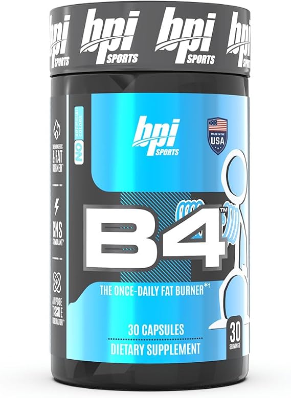BPI Sports Nite Burn Nighttime Fat Burner & B4 Extra-Strength Fat Burner Capsules Bundle - 60 Servings