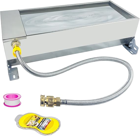 2 Gallon Automatic Livestock Water Trough, Stainless Steel Self Filling Animal Waterer with Float Valve, Dog Horse Goat Pig Cow Drinking Bowl Dispenser for Pets & Livestock