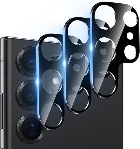 Dengduoduo 3 Pack Camera Lens Protector for Samsung Galaxy S24 Ultra, 9H Tempered Glass Camera Protector Lens Cover, Ultra HD, Anti-Scratch, Case Friendly [No Affect on Night Shots], All Black