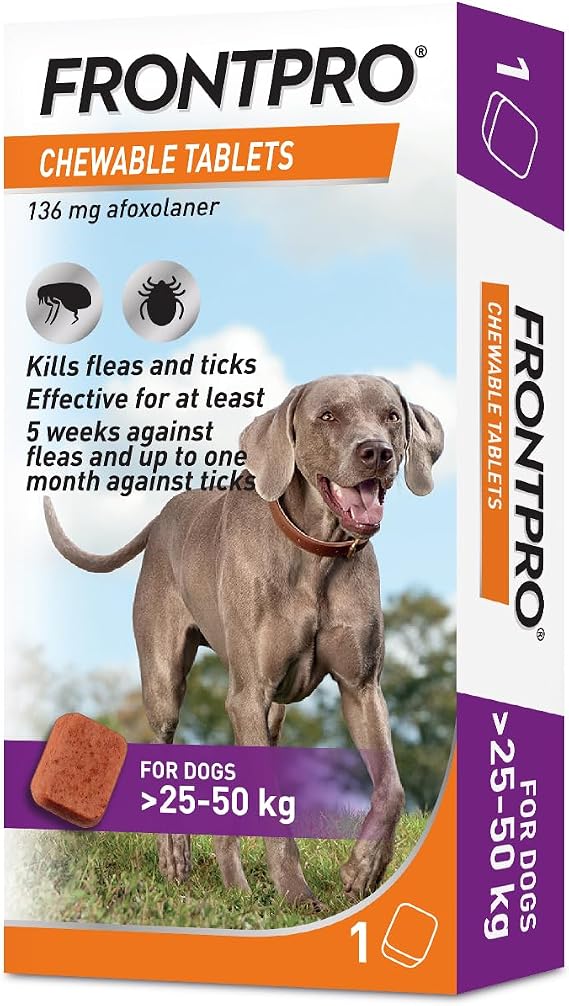 FRONTPRO Chewable Tablets Flea & Tick Treatment for Dogs 1 Pack (25-50kg) 1 Tablet Pack
