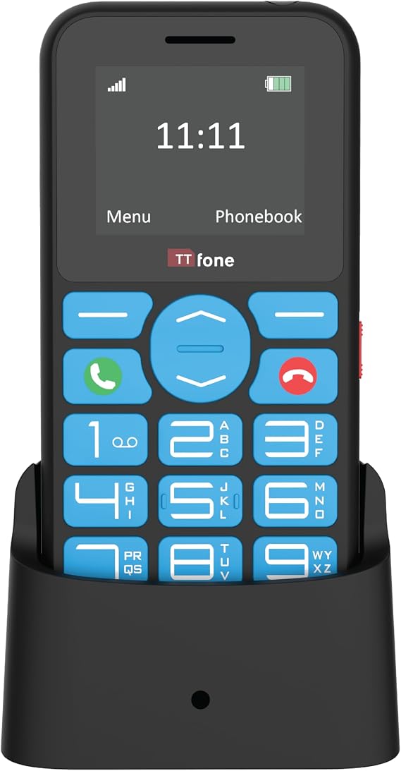 TTfone TT190 Big Button Basic Senior Unlocked Emergency Mobile Phone - Simple Cheapest Phone (with Dock Charger)