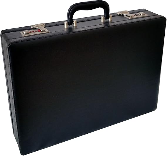 Smooth Nappa Faux Leather Expandable Executive Attache Case Briefcase