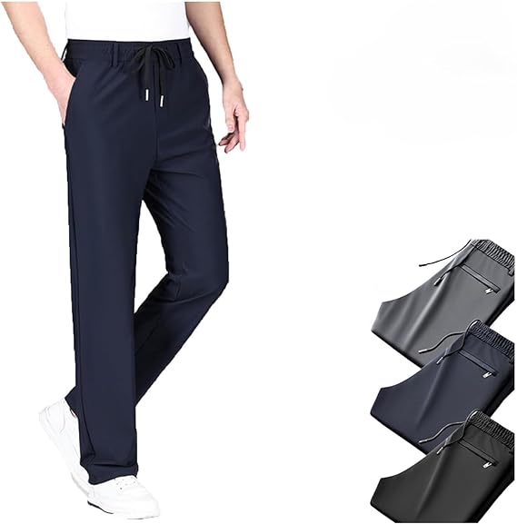 Leenfort Mens Pants, Unisex Ultra Stretch Quick Drying Pants, Casual Straight Pants for Men