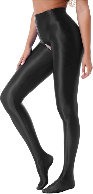 YiZYiF Women's Glossy Opaque Pantyhose Shiny High Waist Tights Yoga Pants Training Sports Leggings