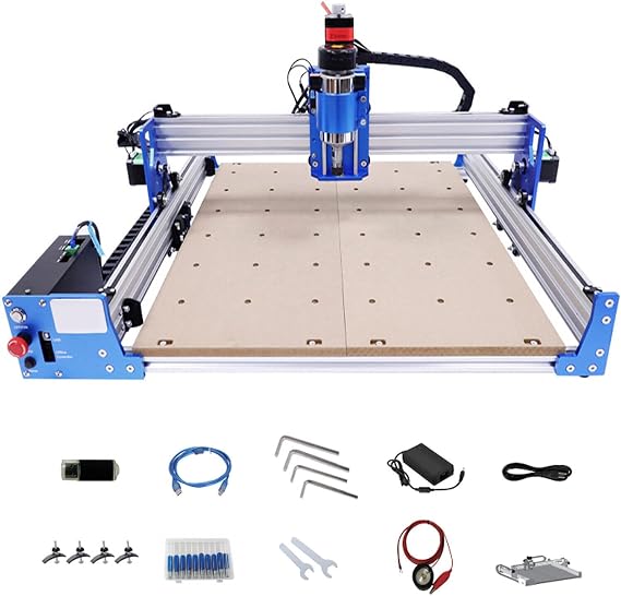 CNC Machine, CNC Router Engraver Kit Cutting Wood Carving Milling Machine 1 Set Carving Bit Aluminum Frame Engraving Tool 42 Two-phase Stepper Motor 29.33 * 24.21 * 15.35Inch