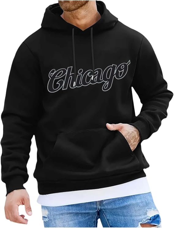 Alalaso Oversized Pullover Sweatshirts for Men Letter Graphic Long Sleeve Hoodies Casual Plus Size Fit Sweatshirt with Pocket