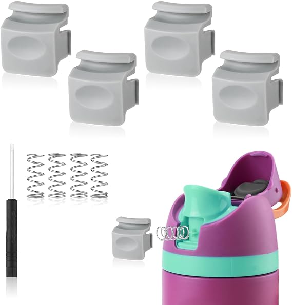 PEUTIER 4pcs Replacement Button Compatible with Owala FreeSip 24oz 32oz, BPA-Free Water Bottle Lid Mouth Push Button Switch Replacement Parts for Owala 19/24/32/40oz Bottle Accessories, Grey