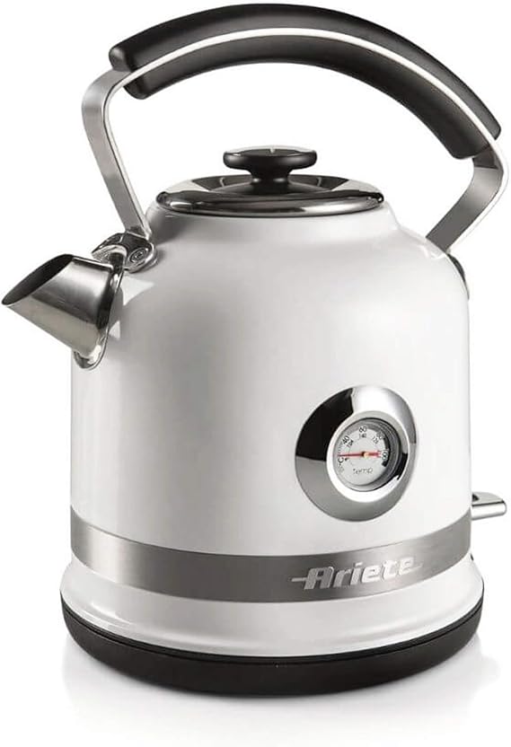 Ariete Moderna Su Isıtıcı Beyaz 2854/01 - Modern Kettle 1,7 Litre, 2000 Watt, Paslanmaz Çelik Gövde, Su Sıcaklığını Gösteren Termometre, 360° Kablosuz Taban