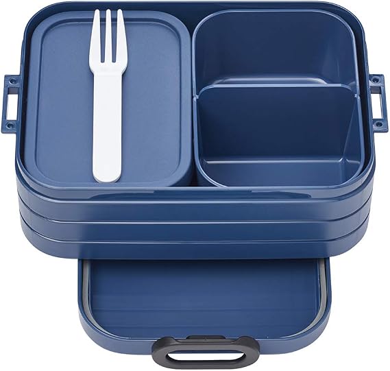 Mepal Bento beslenme kutusu Take A Break Nordic Denim midi – bölmeli beslenme kutusu, 4 tereyağı ekmeği için uygundur, TPE/pp/abs, 0 mm