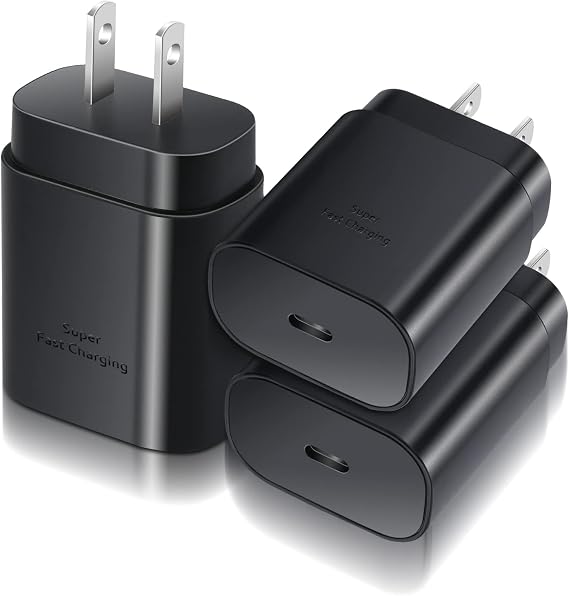 USB C Wall Charger Adapter, Costyle 3 Pack PD 25W Super Fast Charger Type C Charging Block for Samsung Galaxy S26 Ultra/S25 FE/S24/S23 Plus/S22/S21/S20/A14/A16/A17/A53/A37/Note 20/10,Pixel 7/6A-Black