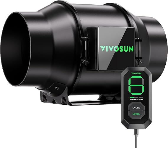 VIVOSUN G6 6" Inline Fan &Cycle Mode Speed Controller, 388 CFM Aerozesh Fan | 3 Cycle Modes, Grow Tent Kit Ventilation Fan, EC Motor, Programmable Exhaust Fan for Heating Cooling Booster, Hydroponics