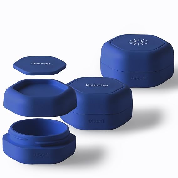 Cadence Capsules - Basic Skincare Set, Harbor - Three Small Containers with Magnetic Lids - 100% Leak Proof & TSA Approved for Travel and Carry On, Minimalist & Stackable (0.56 oz Each)