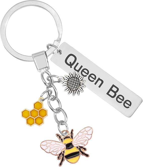 Bee Keychain Inspirational Keyring Gifts - Bee Keyrings Bee Charm Queen Bee Gifts Cute Bee Accessory Keyrings Animal Key Chain Decor for Boys Girls Bag Purse Wallet Handbags Backpack