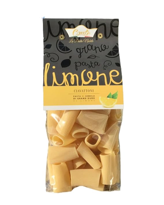 Conte Ciavattoni Lemon Pasta - Imported from Italy | 500g Artisanal Pasta with Carefully Selected Durum Wheat Blends | High Protein, Low Ash, Golden Yellow Grain Color