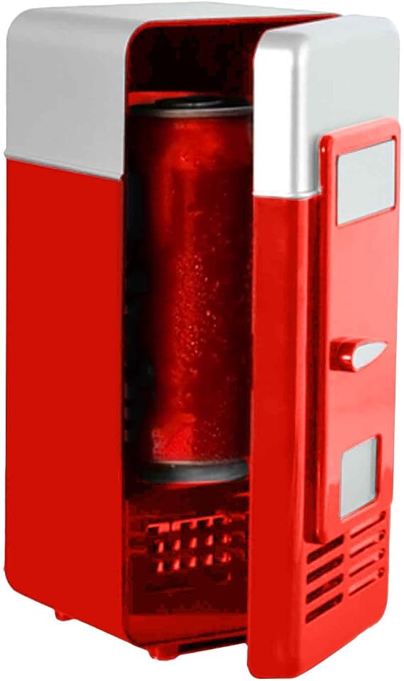 Fridge for Drinks - Portable Mini Cooler and Warmer Appliance | Compact Personal Can Coolersz for Single Beverage, Food, Skincare | Small Desktop Dormitory, Bedroom, Office Desk