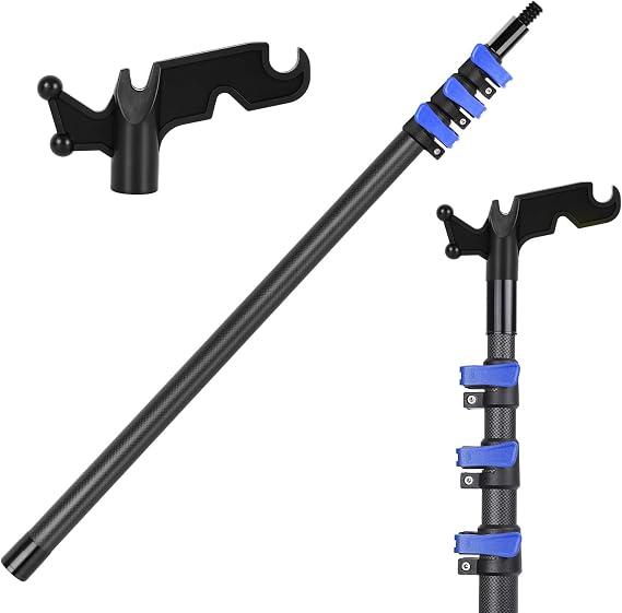 DOBEN 3.5-12 FT Carbon Fiber Christmas Light Pole Hanger Tool with Hook