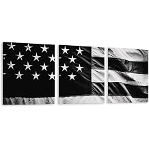RLDOBOFE Modern Canvas Wall Art Trio Vertical 4:5 Ratio Textured Painting for Living Room & Bedroom Decor Black And White American Flag
