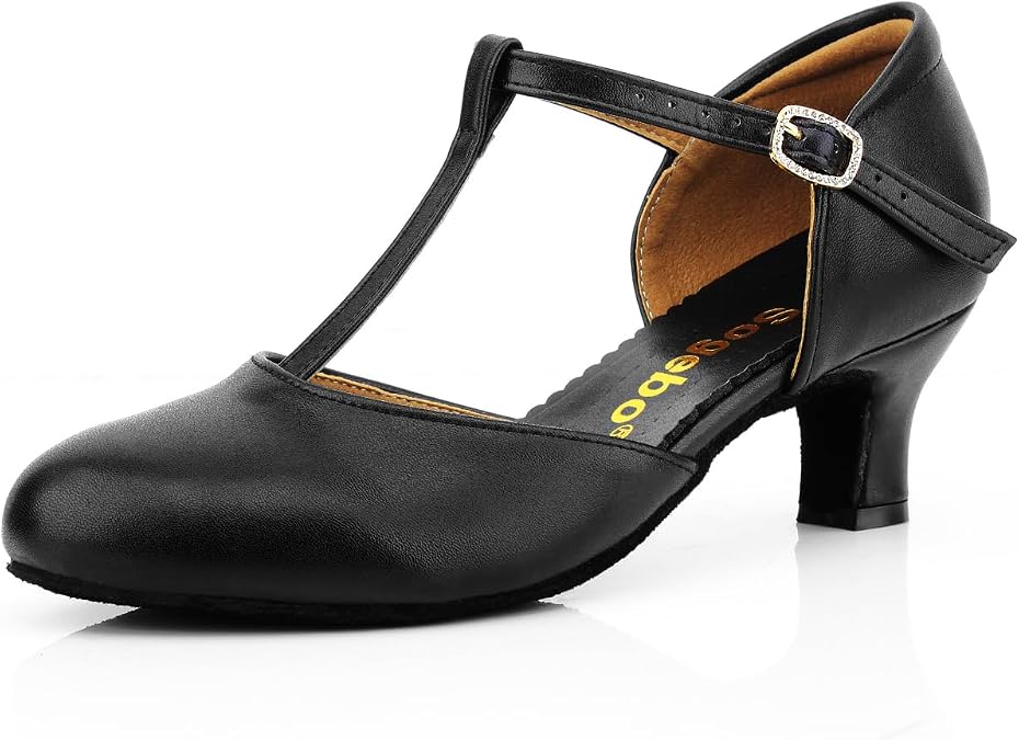 T-Strap Character Shoe for Women Salsa Latin Dance Heels Dress Pumps