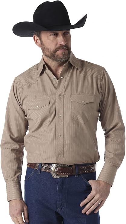 Wrangler Men's Sport Western Two Pocket Long Sleeve Snap Shirt