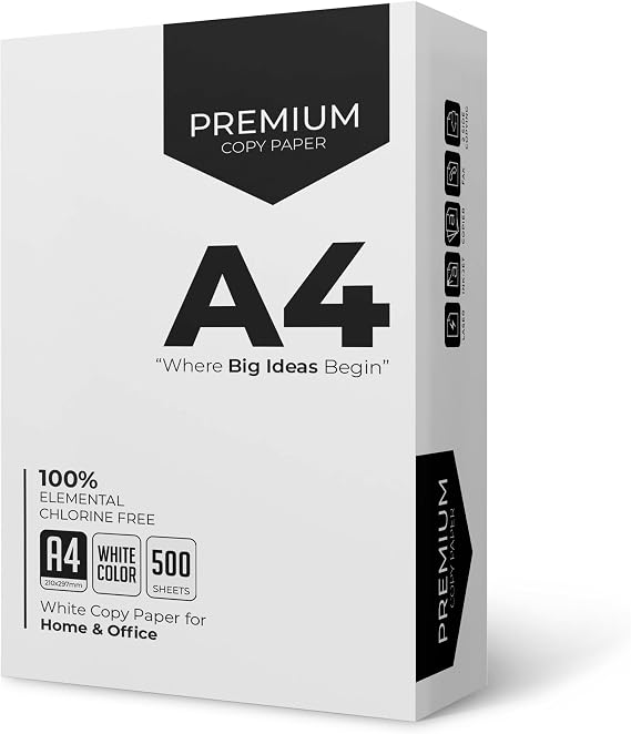 A4 Printer Paper - 500 Sheets, White A4 Paper, Compatible with Inkjet, Laser Printers & Copiers, Multipurpose, Ideal for Home and Office Printing (1 Reams)