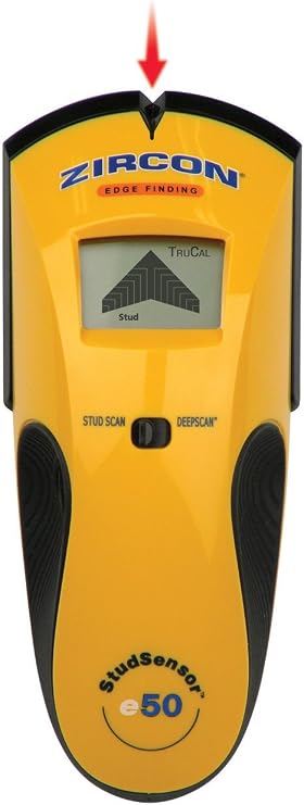 Zircon StudSensorTM e50 Stud Finder with Live Wire Detection, 1.5 in. Deep | Finds wood and metal stud edges for accurate hanging and mounting with one-touch calibration and visual guidance