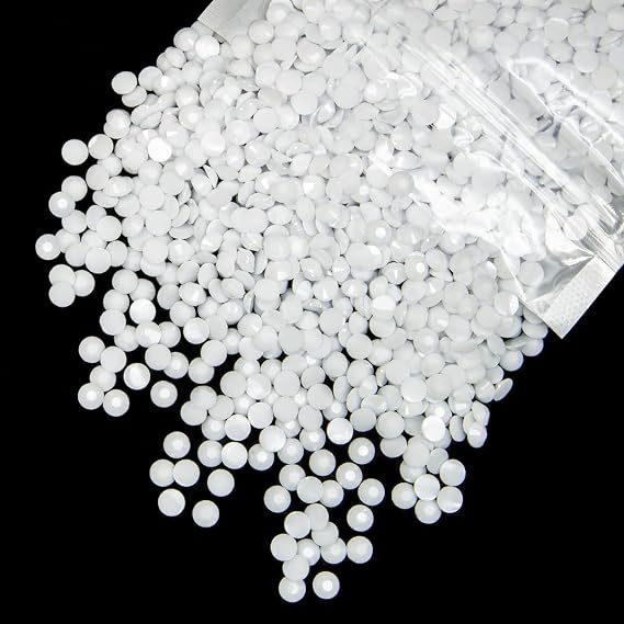 qiipii 5300PCS 3mm Solid White Resin Rhinestones for Crafting SS10 Pure White Flat Back Jelly Stones Bulk Dark White Diamonds Gems for Nails Face Eyes Makeup Tumblers Bottles DIY Crafts Shoes Phones