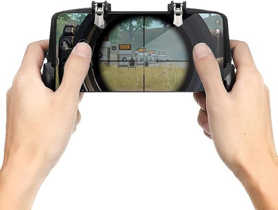Mobile Game Controller,Gamepad Controllers K21 Game Handle for PUGB Helper 4 Finger Ergonomic Grip Linkage Fast Shooting Button Controller For iPhone/Android Gaming