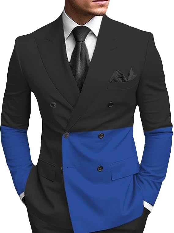 Men's Stylish Slim Fit Button Blazers Printed Notch Lapel Double Breasted Suit Jackets Dinner Prom Party Wedding Sport Coat