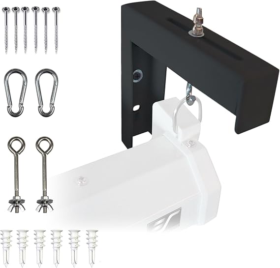 Elite Screens 6" Black Projector Screen L-Brackets, Single Metal Welded Construction, Wall or Ceiling Mount - Includes Hooks and Hardware, Model: ZVMAXLB6-B