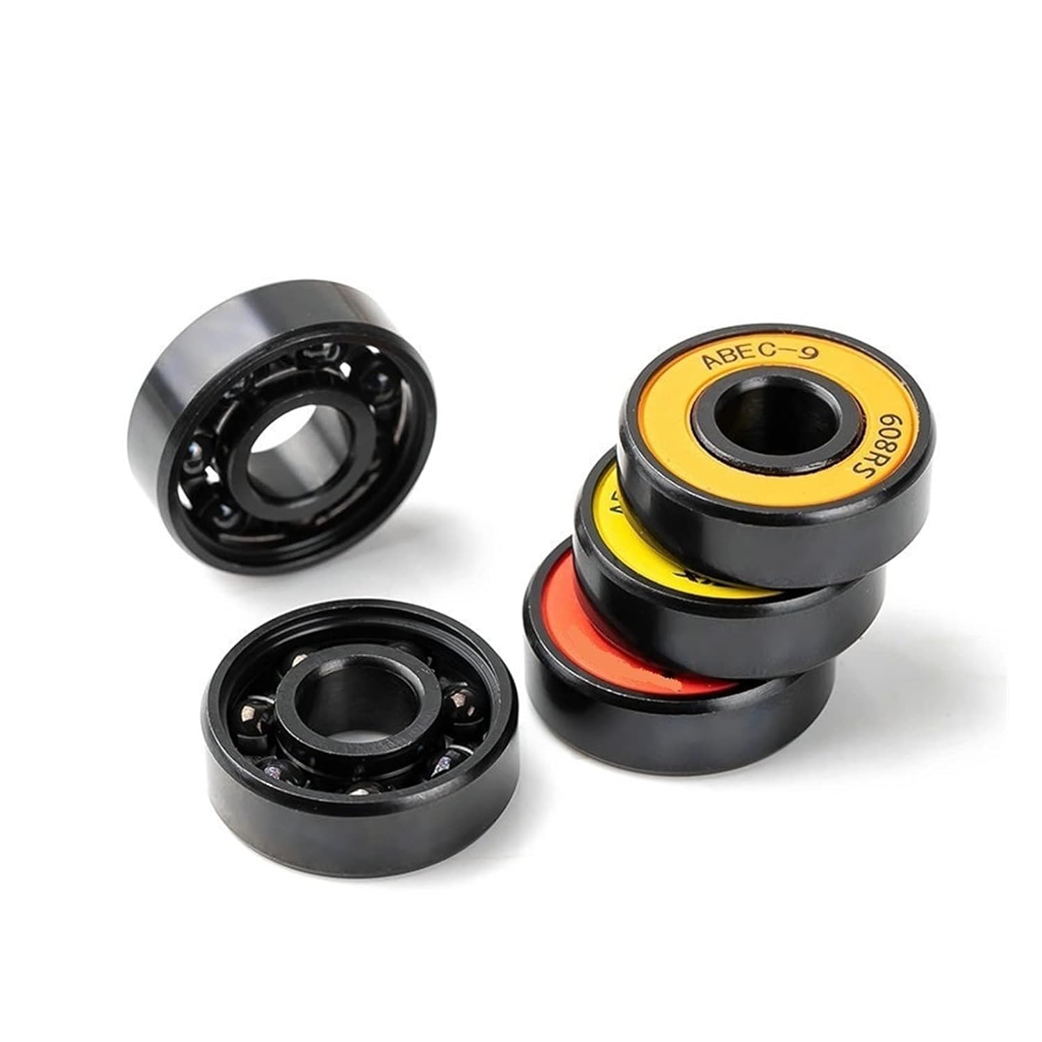 100pcs 608RS Hybrid Ceramic Bearings 8x22x7mm Black Ball Bearing for Drift Board, Roller Skates, Skateboard, Scooter DINGGUANGHE