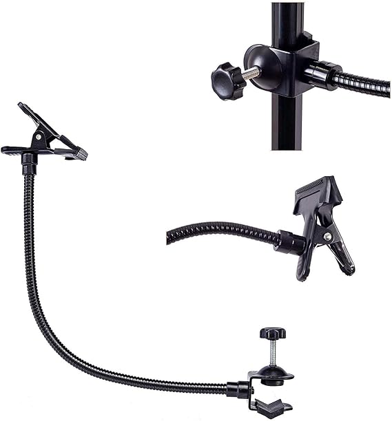 Flex Arm with C-Clamp Spring Clamp 20 inch Gooseneck Heavy Duty Background Clamps Clips for Background Equipment Support