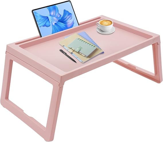 6 Pack Lap Desk Tray, Foldable Laptop Bed Table with Phone Slots & Charging Hole, Portable Breakfast Tray, Tray Folding Table for Eating,