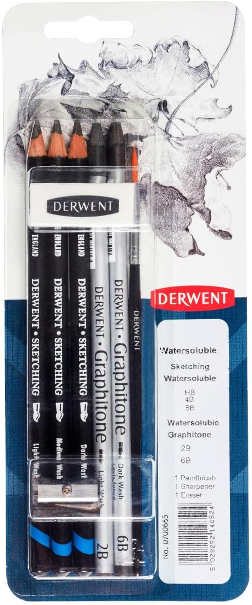 Derwent Water Soluble Sketching Mixed Media, Pack, 8 Count (0700665)