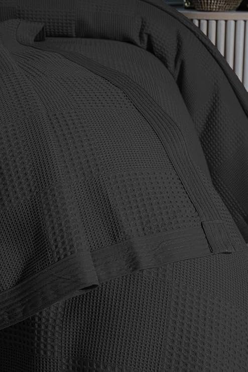Mulberry Waflle Patterned Pike, Waflle Blanket, 100% Cotton, Thick Yarn, Soft, Single 170 * 240-Siya Black