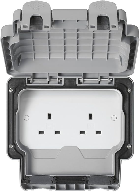 MK Masterseal Plus K56481GRY 13 amp 2-Gang Unswitched Socket
