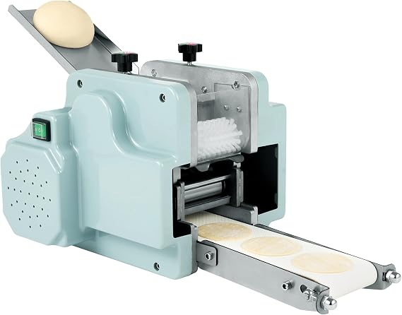 Electric Dumpling Skin Machine,Automatic Electric Commercial Dough Press with Round Mold, High Efficiency 50-60pcs/min for Dumpling Wonton Pasta, Stainless Steel Kitchen Equipment for Home Noodle Shop