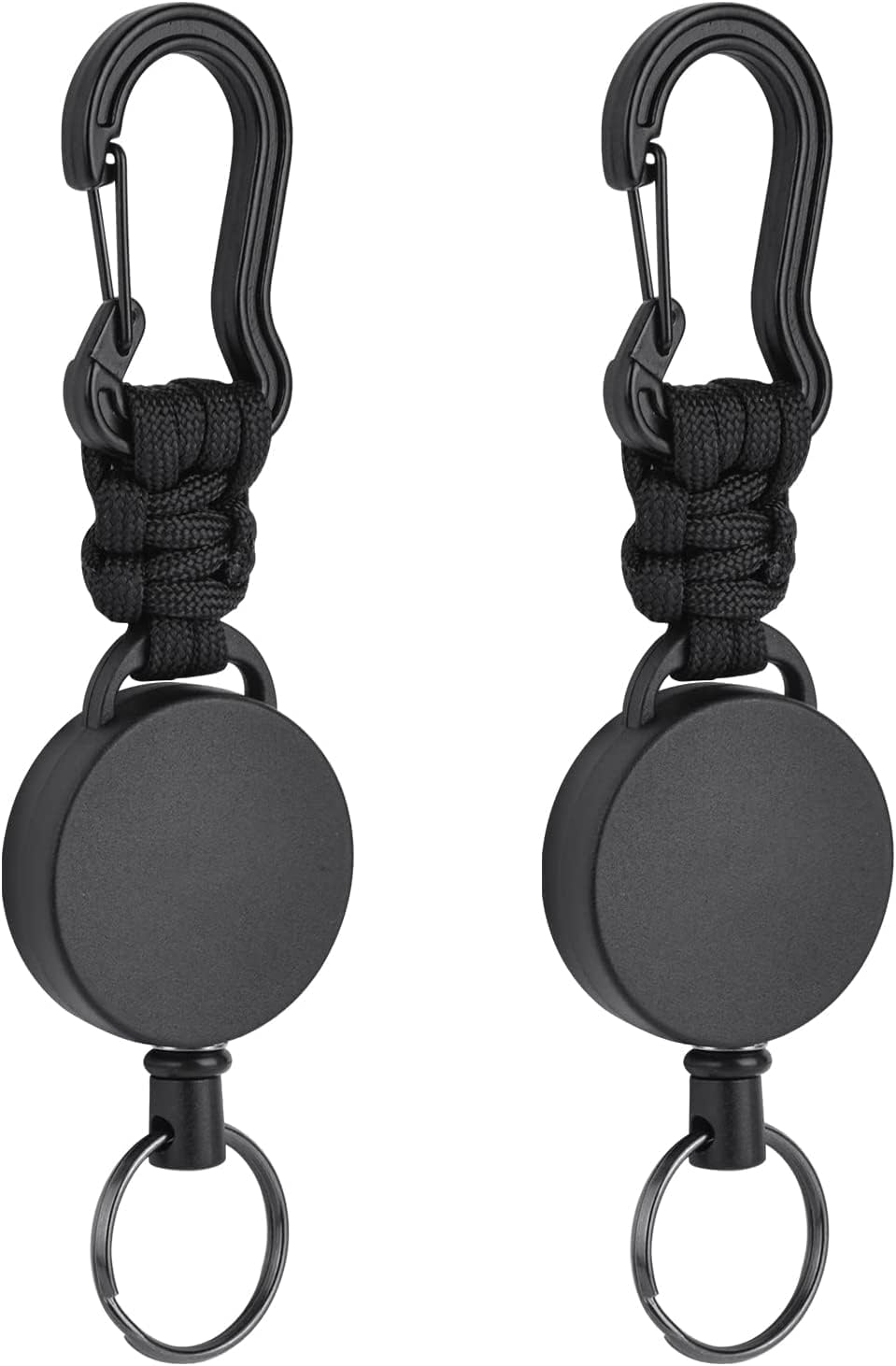 AOMIG 2 Pack Retractable Keychain, Heavy Duty Badge Holder Reel, Retractable ID Badge Clip Reel with Steel Cable and Carabiner Clip, Badge Reel Carabiner Key Chain
