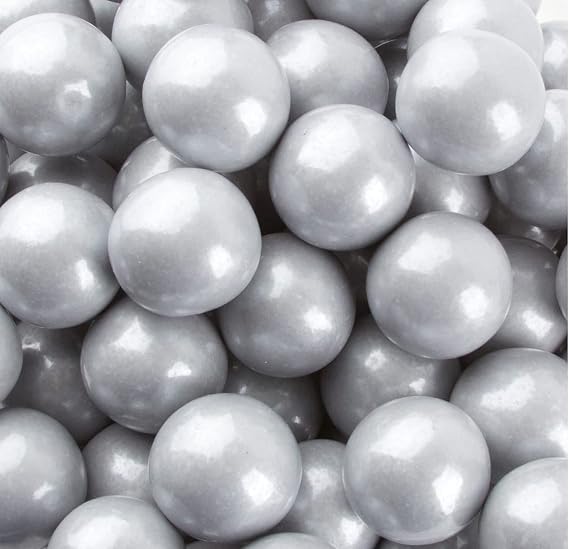 Bayside Candy 1" Large Gumballs - Colored Gumball Collection - Gumball Machine - Shimmer Silver/Pearl Silver Gumballs 1" Large (5LBS)