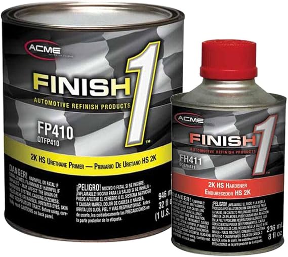 acme Sherwin-Williams Finish 1 FP410 High Build 2K HS Gray Urethane Primer Quart Kit grey