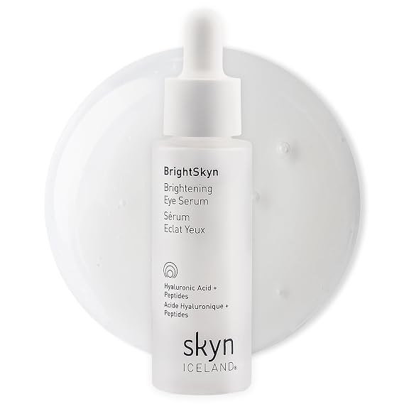 Skyn ICELAND Brightening Eye Serum, Peptides & Hyaluronic Acid, 0.4 Fl OZ | Lightweight Under Eye Treatment, Hydrates, Firms & Smooths Fine Lines & Wrinkles, Improves Elasticity, Fragrance-Free