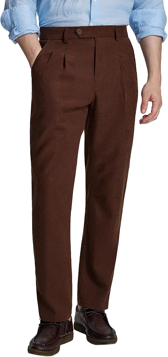 Susclude Pleated Dress Pants for Men 30"/32"/34" Work Lightweight Pants Casual Old Money Vintage Business Mens Dress Slacks