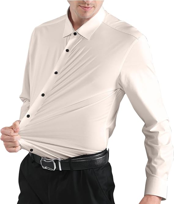 Dress Shirts for Men 2024 Fashion Long Sleeve Solid Button Tshirts Business Work Collar Tee Tops Party Prom Shirt