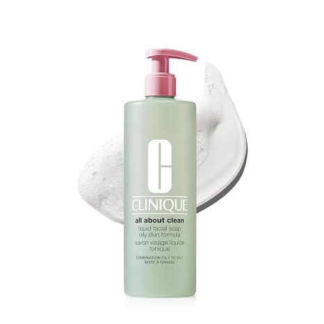 Clinique All About Clean Liquid Facial Soap | Gentle Face Cleanser For Oily Skin | Type 3 & 4 Face Wash | Step 1 in 3-Step Skin Care Routine