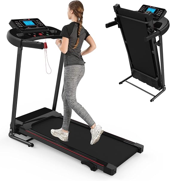 Home Foldable Treadmill Inclined Folding Treadmill for Home Workout Electric Walking Machine with 15 Preset or Adjustable Programs, 250 lb Capacity MP3 Black